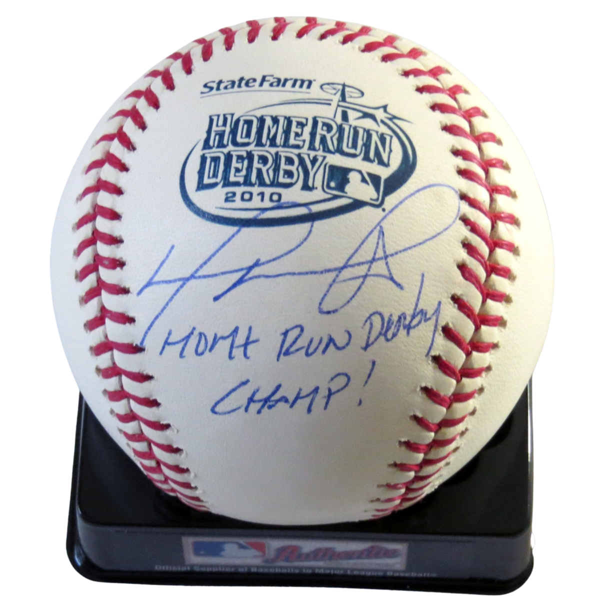 David Ortiz Autographed Boston Red Sox 2010 Home Run Derby MLB Baseball W/Home Run Derby Champ Beckett Witnessed-Powers Sports Memorabilia