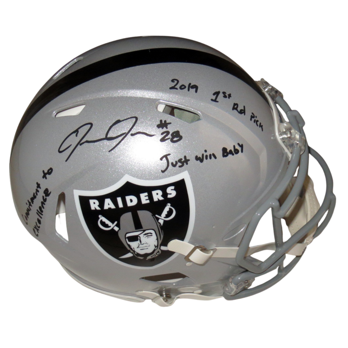 Josh Jacobs Autographed Las Vegas Oakland Raiders Riddell Authentic Speed Helmet Limited Edition W/ 3 Inscriptions Beckett Witnessed-Powers Sports Memorabilia