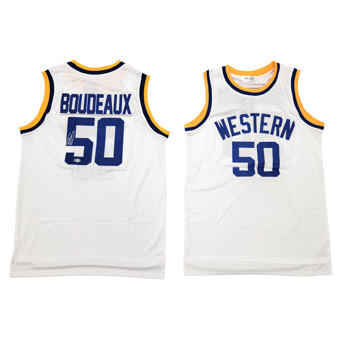 Shaquille O'Neal Autographed Neon Bodeaux Blue Chips Jersey Beckett Witnessed-Powers Sports Memorabilia