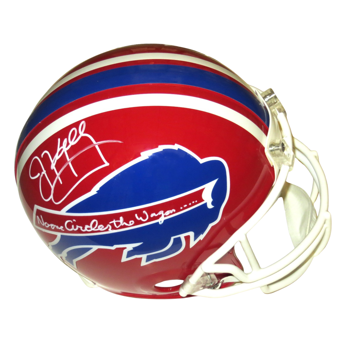 Jim Kelly Autographed Buffalo Bills Riddell Authentic Pro Line Helmet W/Nobody Circles the Wagon ...... Beckett Witnessed-Powers Sports Memorabilia