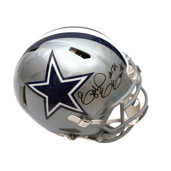 Ezekiel Elliott Signed Dallas Cowboys Riddell Speed Authentic Full Size Helmet Beckett Witness-Powers Sports Memorabilia