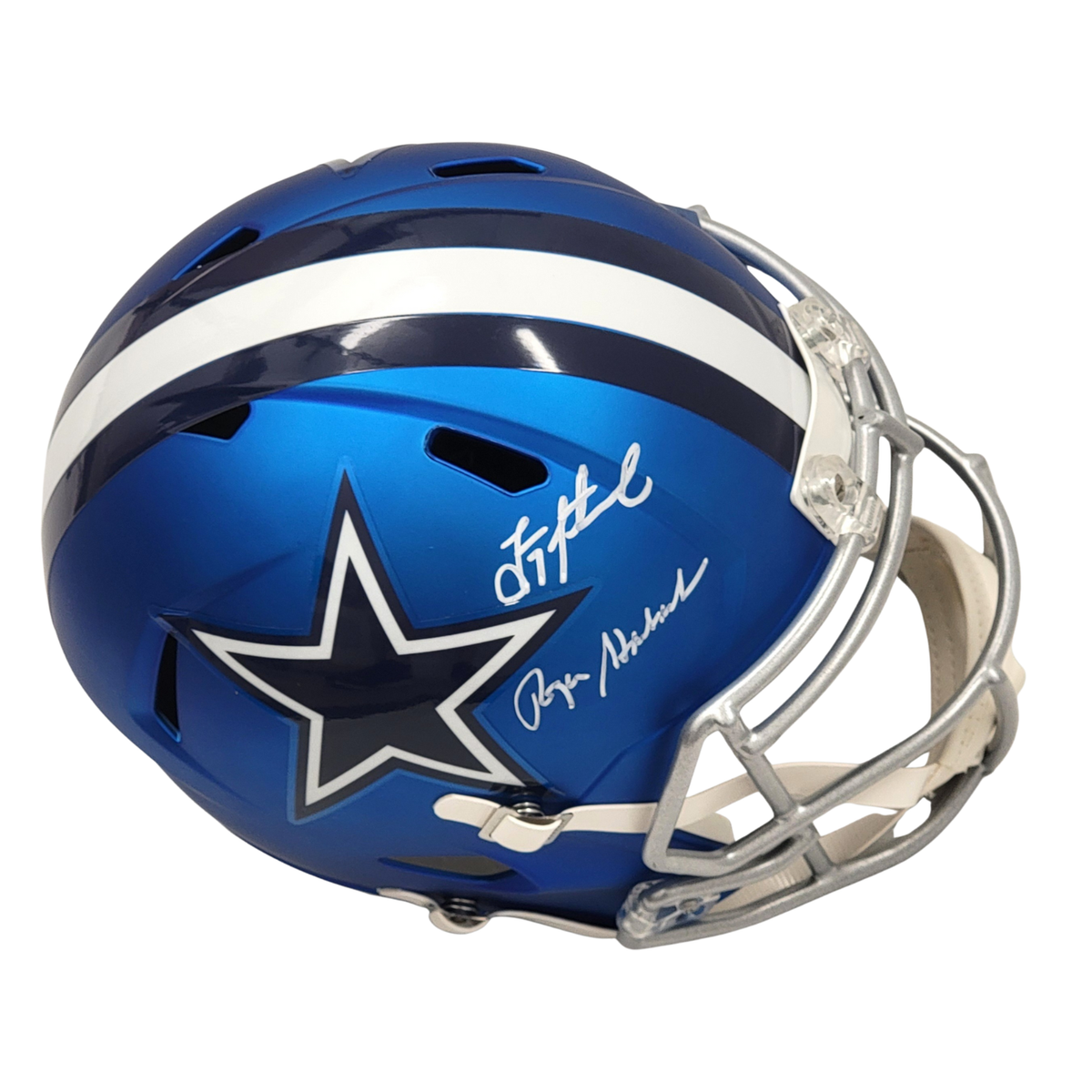 Troy Aikman Roger Staubach Autographed Dallas Cowboys Blaze Speed Replica Helmet Beckett Fanatics-Powers Sports Memorabilia