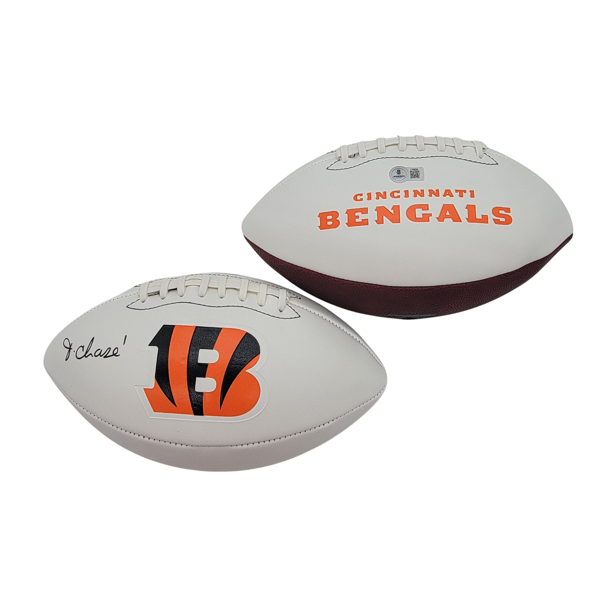 Ja'Marr Chase Signed Cincinnati Bengals Logo Football Beckett Witness-Powers Sports Memorabilia