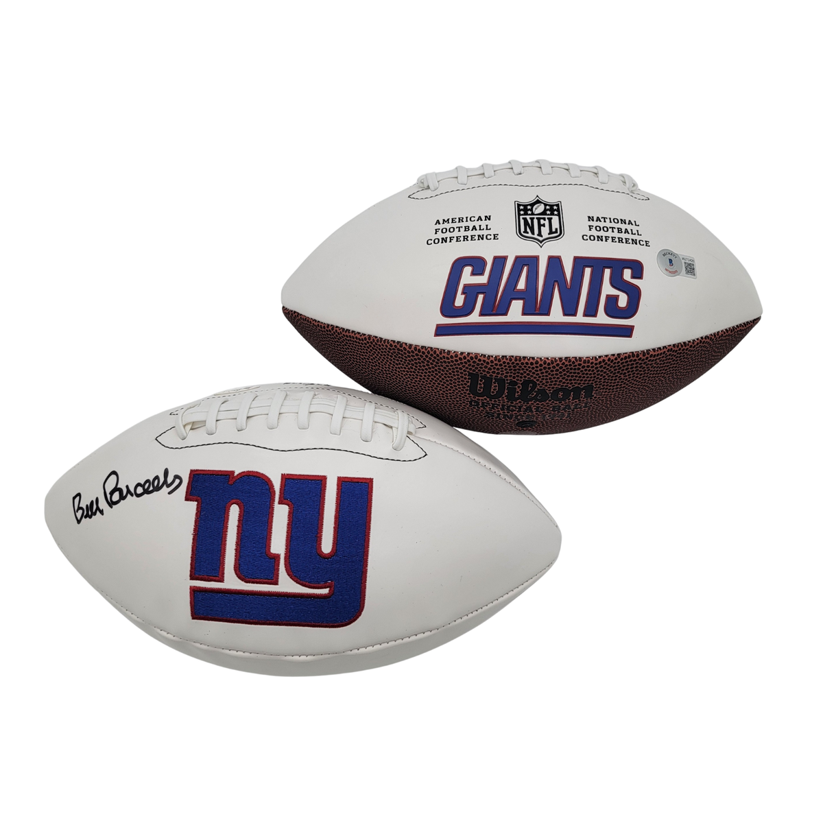 Bill Parcells Autographed New York Giants Wilson Logo Football Beckett Witnessed-Powers Sports Memorabilia