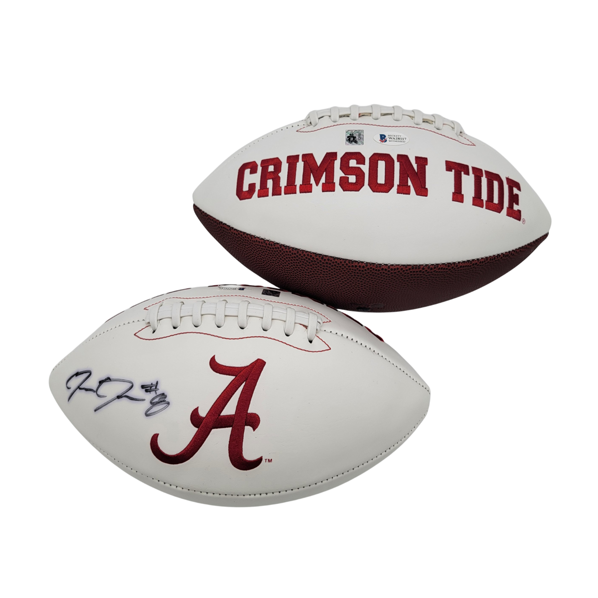 Josh Jacobs Autographed Alabama Crimson Tide Logo Football Beckett Witnessed-Powers Sports Memorabilia