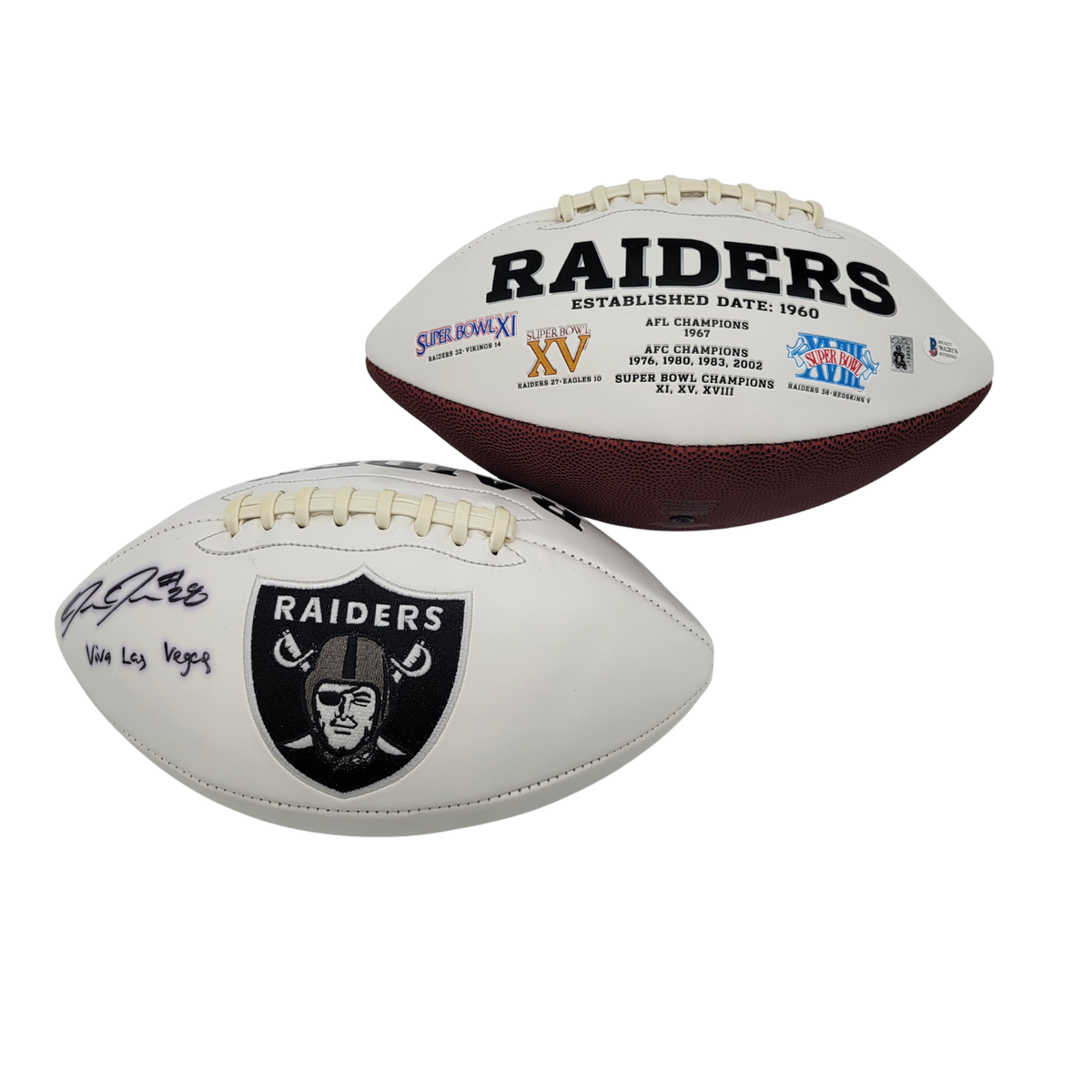 Josh Jacobs Autographed Las Vegas Oakland Raiders Logo Football W/ Viva Las Vegas Beckett Witnessed-Powers Sports Memorabilia