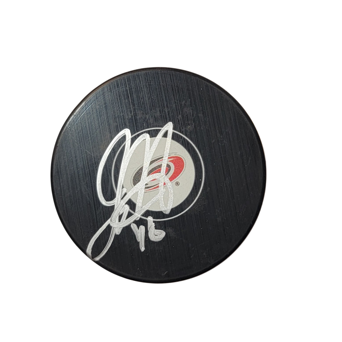 Jordan Martinook Signed Carolina Hurricanes Logo Hockey Puck Beckett-Powers Sports Memorabilia