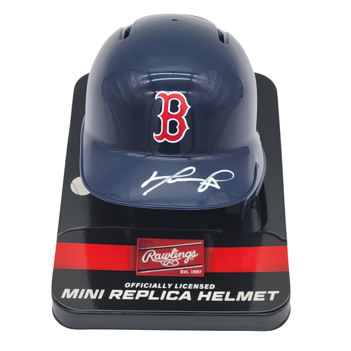 David Ortiz Signed Boston Red Sox Mini Batting Helmet Beckett Witness-Powers Sports Memorabilia
