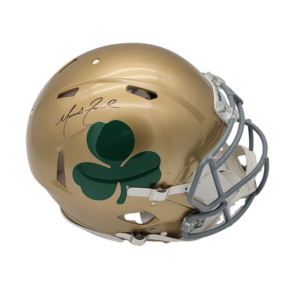 Marcus Freeman Signed Notre Dame Shamrock Authentic Full Size Helmet Beckett Witnessed-Powers Sports Memorabilia