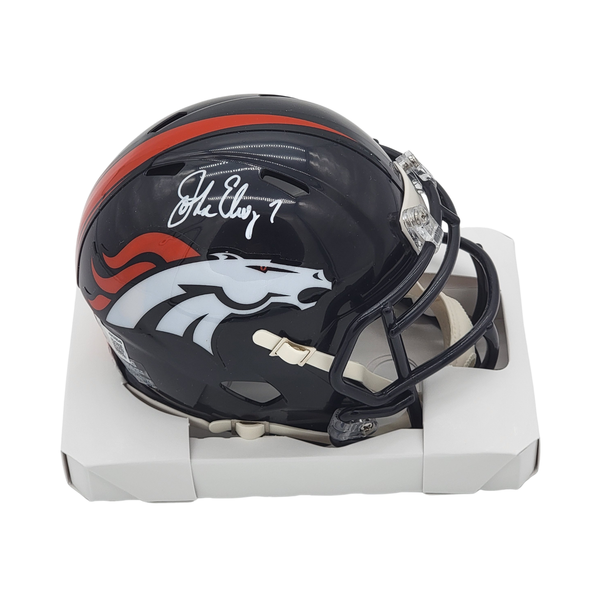 John Elway Signed Denver Broncos Mini Helmet - Beckett-Powers Sports Memorabilia