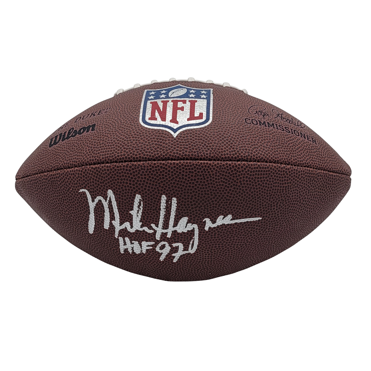 Mike Haynes Signed Raiders NFL The Duke Replica Football - Beckett-Powers Sports Memorabilia