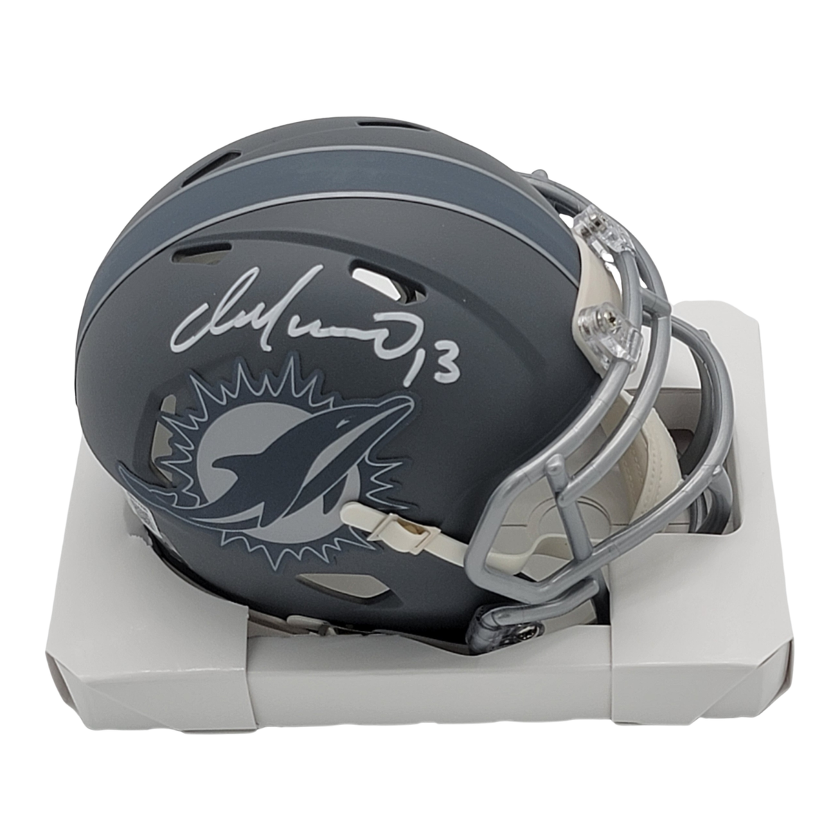 Dan Marino Signed Miami Dolphins Slate Mini Helmet - Beckett-Powers Sports Memorabilia