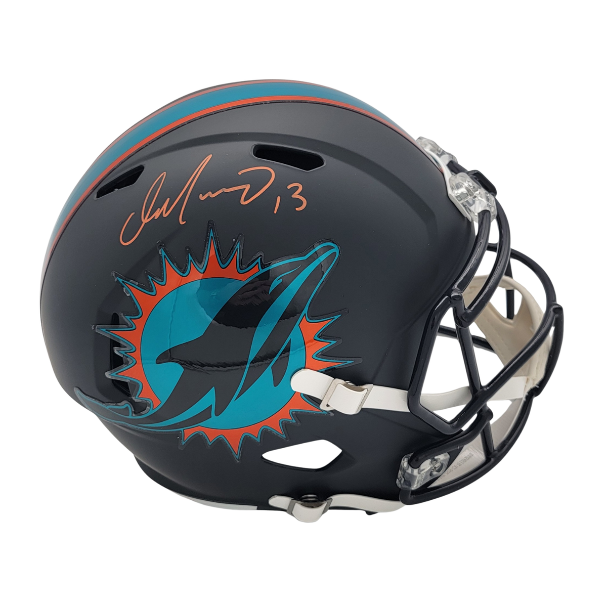 Dan Marino Autographed Miami Dolphins Rivalries Replica Helmet Beckett Witnessed-Powers Sports Memorabilia