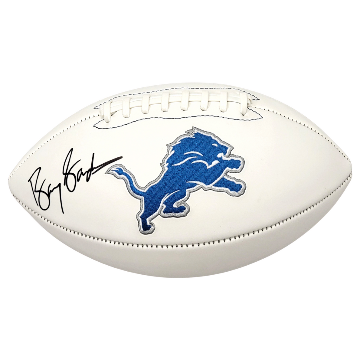 Barry Sanders Signed Detroit Lions Logo Football - Beckett-Powers Sports Memorabilia