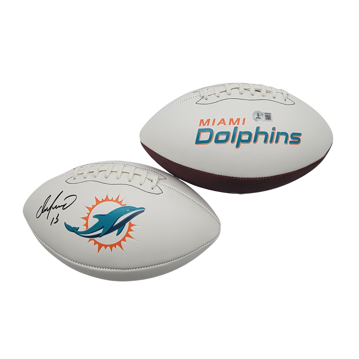 Dan Marino Signed Miami Dolphins Logo White Panel Football - Beckett-Powers Sports Memorabilia