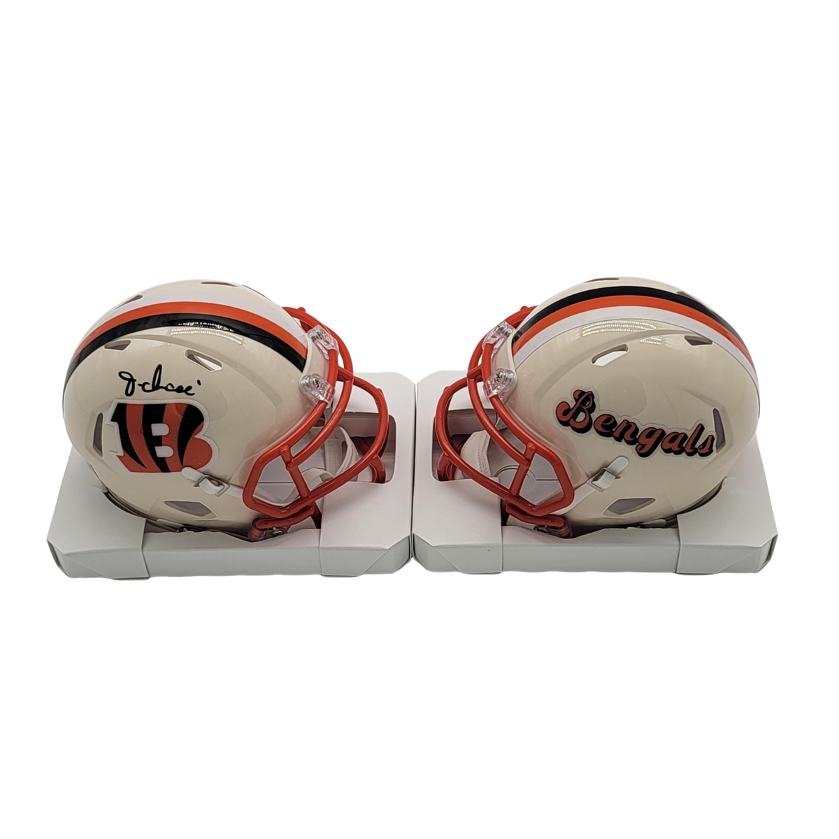 Ja'Marr Chase Signed Cincinnati Bengals Retro Mini Helmet - Beckett-Powers Sports Memorabilia