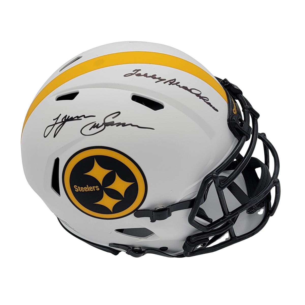 Terry Bradshaw Lynn Swann Signed Pittsburgh Steelers Lunar Eclipse Authentic Full Size Helmet Beckett-Powers Sports Memorabilia
