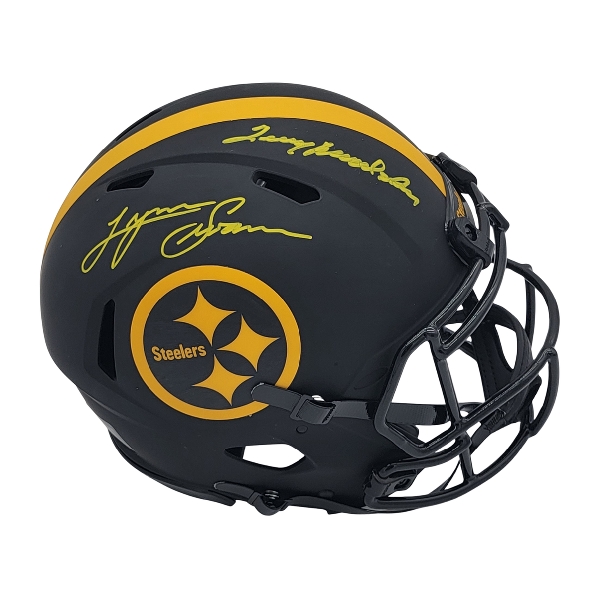 Terry Bradshaw Lynn Swann Signed Pittsburgh Steelers Authentic Eclipse Full Size Helmet Beckett-Powers Sports Memorabilia