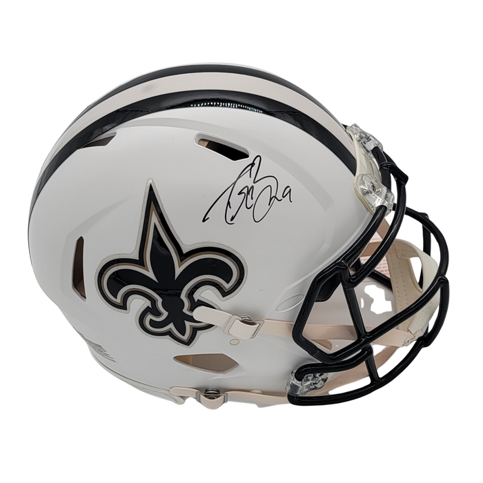 Drew Brees Signed New Orleans Saints Matte Flat White Authentic Full Size Helmet - Beckett-Powers Sports Memorabilia