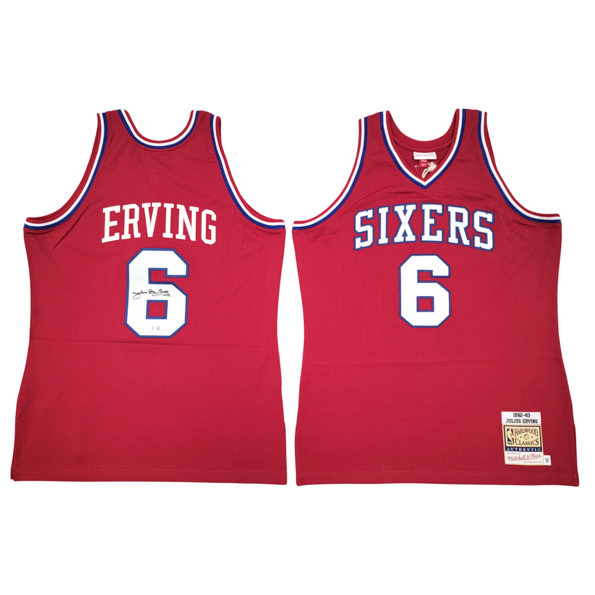 Julius Dr. J Erving Signed Philadelphia 76ers Mitchell & Ness Authentic Jersey - Beckett-Powers Sports Memorabilia