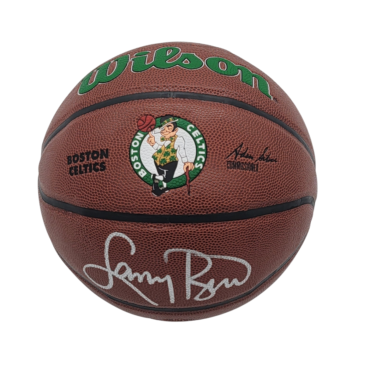 Larry Bird Autographed Boston Celtics Logo Wilson NBA Basketball Beckett Witnessed-Powers Sports Memorabilia