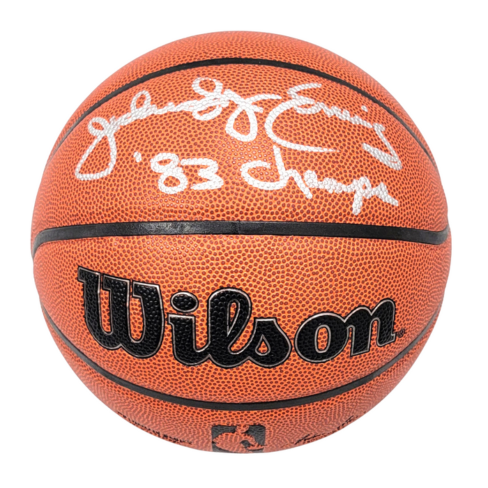 Julius Erving Signed Philadelphia 76ers NBA Wilson Basketball W/ 83 Champs - Beckett-Powers Sports Memorabilia