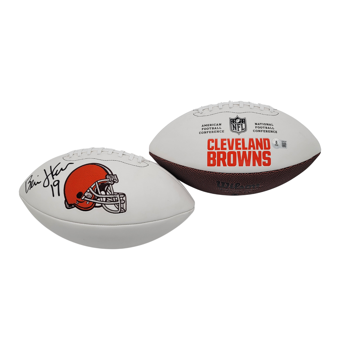 Bernie Kosar Signed Cleveland Browns Logo Football - Beckett-Powers Sports Memorabilia