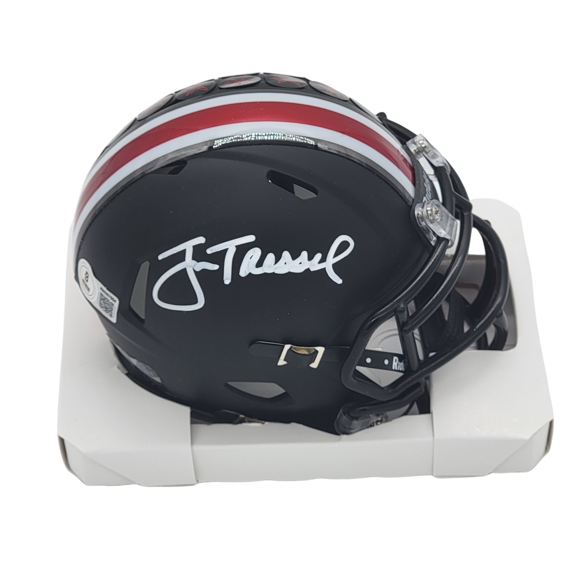 Jim Tressel Signed Ohio State Black ALT Mini Helmet - Beckett-Powers Sports Memorabilia