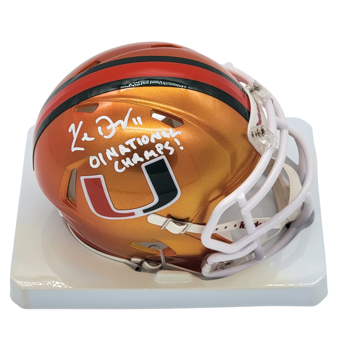 Ken Dorsey Signed Miami Hurricanes Flash Mini Helmet W/ '01 National Champs JSA-Powers Sports Memorabilia