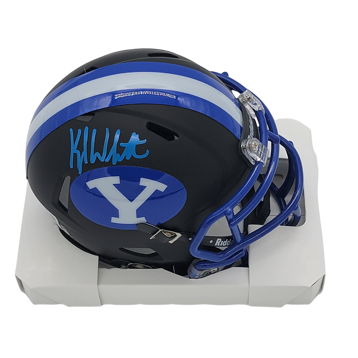 Kyle Whittingham Signed BYU Matte Black Mini Helmet - Beckett-Powers Sports Memorabilia