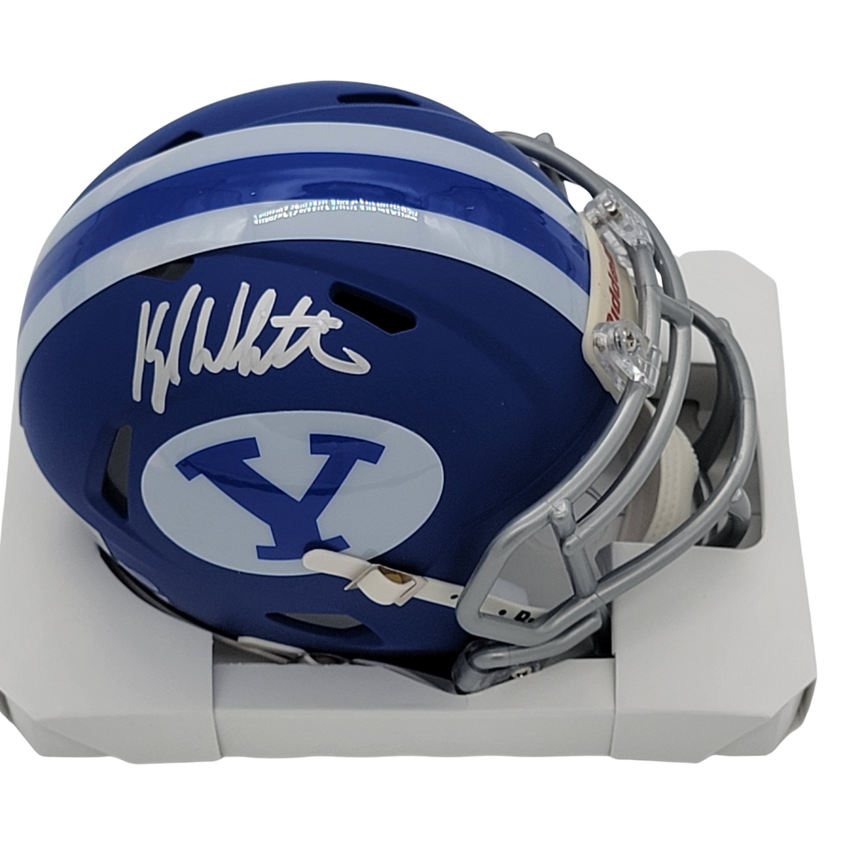 Kyle Whittingham Signed BYU Royal Blue Mini Helmet - Beckett-Powers Sports Memorabilia