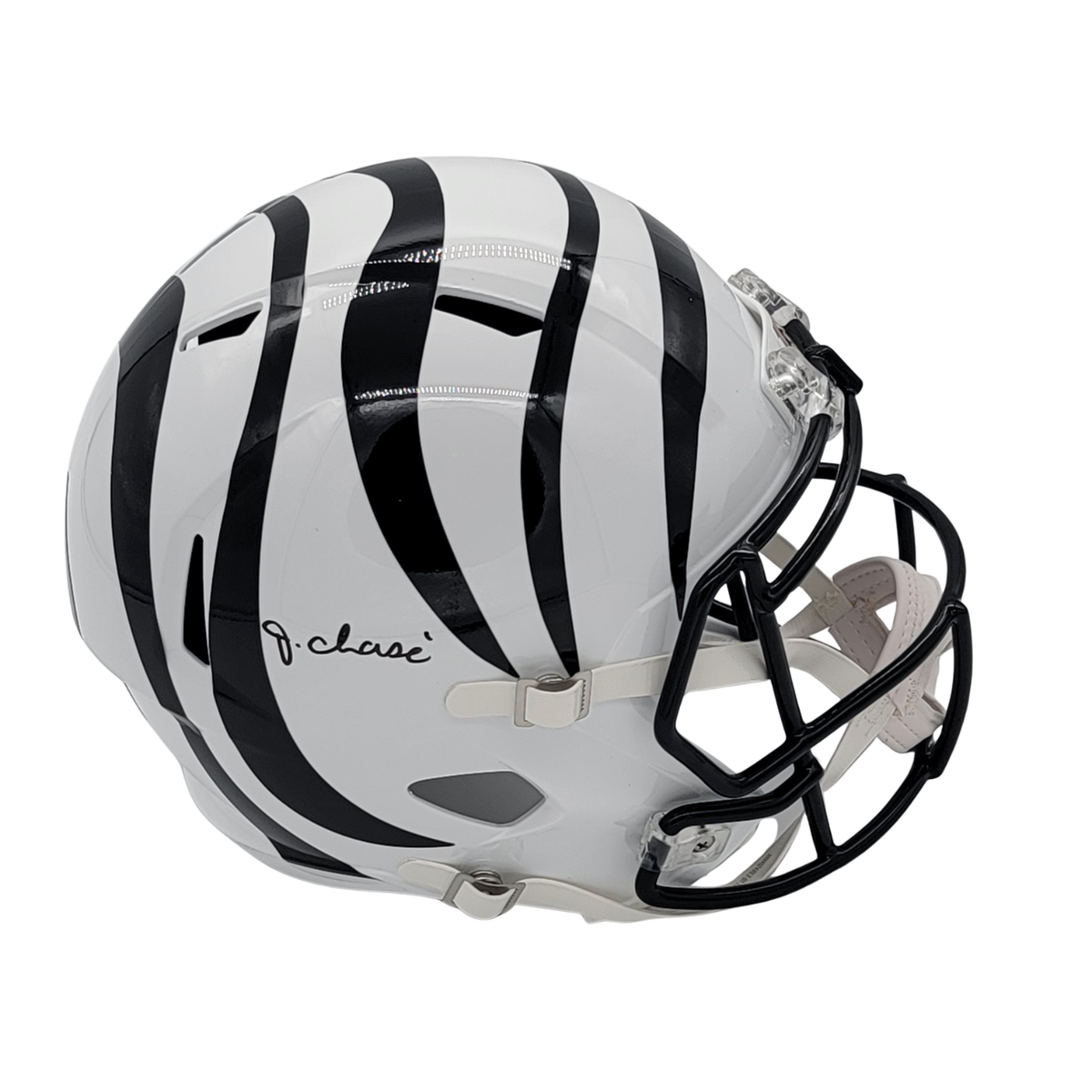 Ja'Marr Chase Signed Cincinnati Bengals 2022 White ALT Replica Full Size Helmet - Beckett-Powers Sports Memorabilia