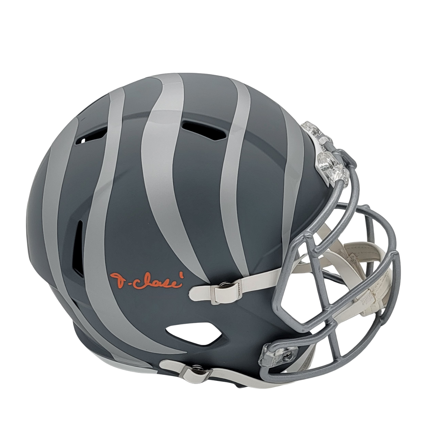 Ja'Marr Chase Signed Cincinnati Bengals Slate Replica Full Size Helmet - Beckett-Powers Sports Memorabilia