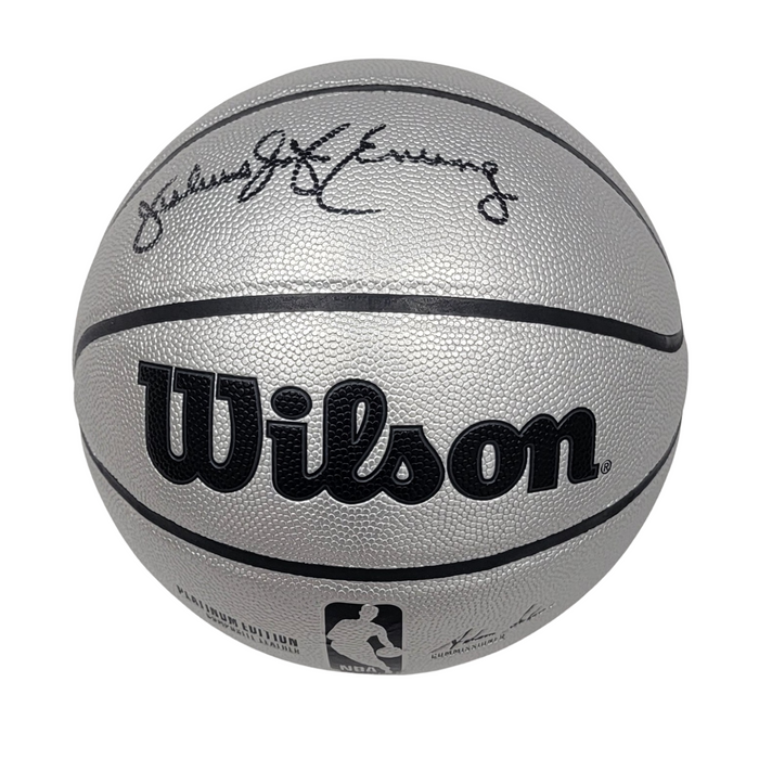 Julius Erving Signed Philadelphia 76ers Wilson NBA Platinum Edition Basketball - Beckett-Powers Sports Memorabilia