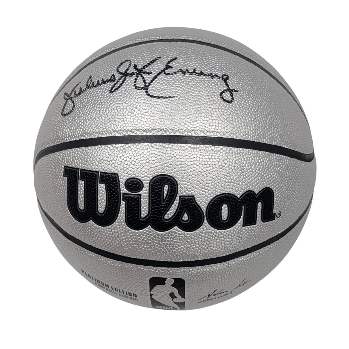Julius Erving Signed Philadelphia 76ers Wilson NBA Platinum Edition Basketball - Beckett-Powers Sports Memorabilia