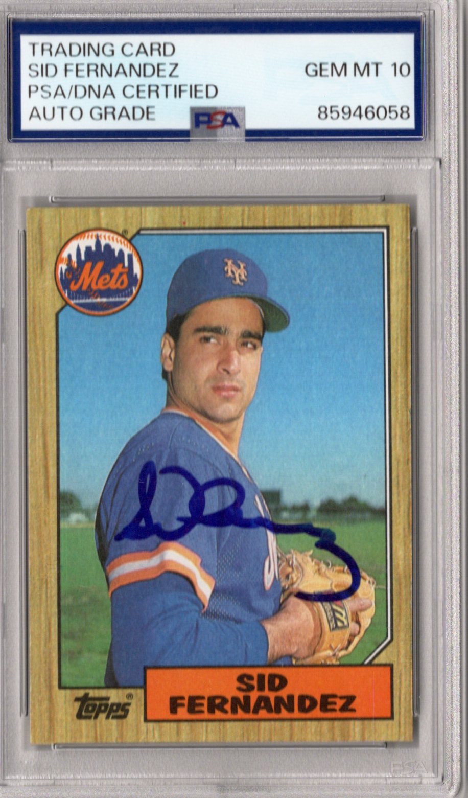 Sid Fernandez Signed New York Mets 1987 Topps #570 Card PSA AUTO GRADE GEM MT 10-Powers Sports Memorabilia