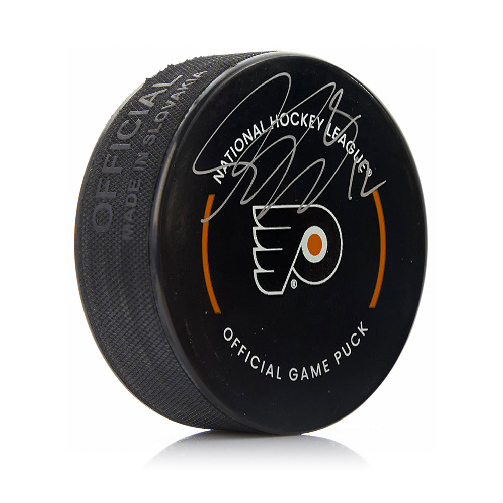 Simon Gagné Philadelphia Flyers Signed Hockey Game Puck-Powers Sports Memorabilia