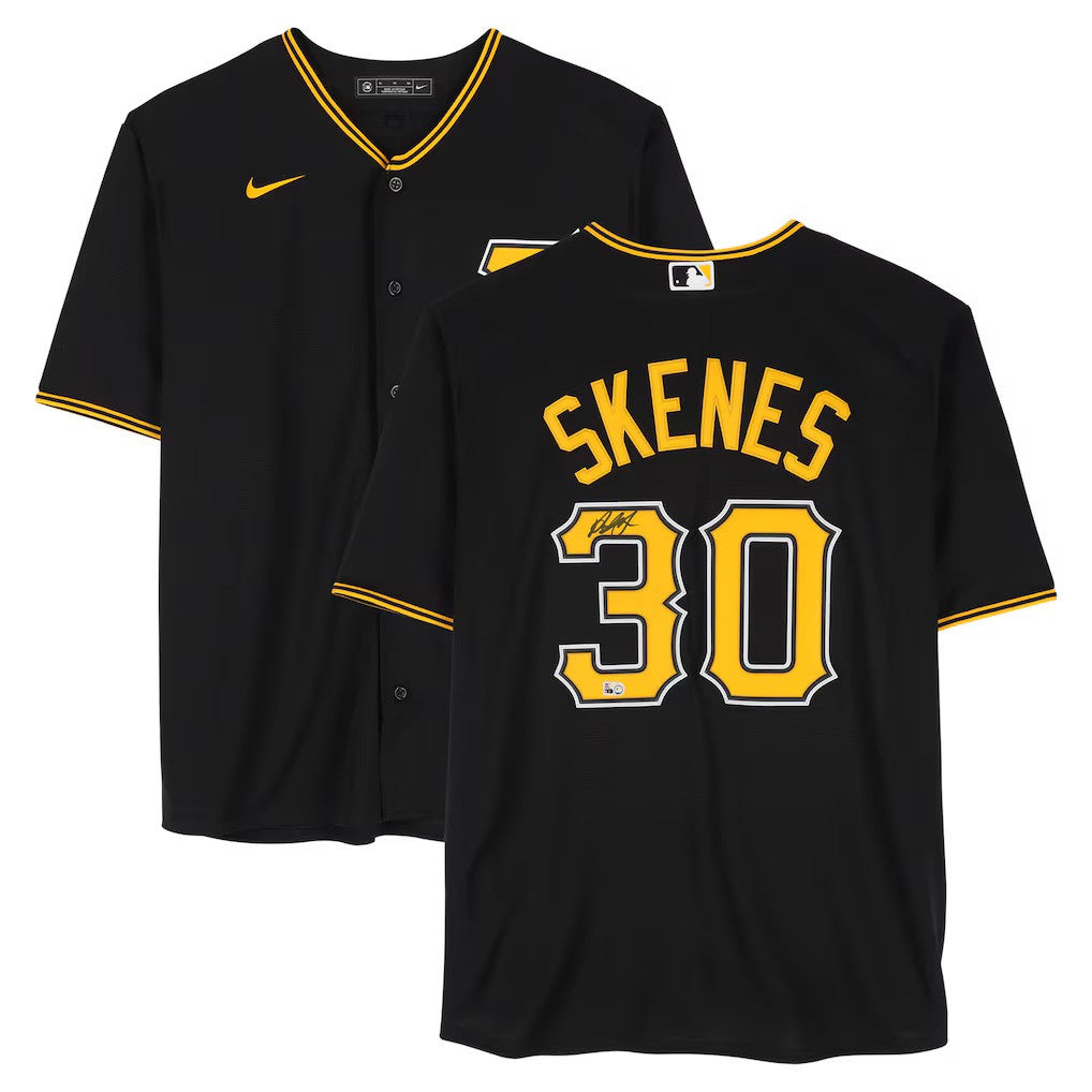 Paul Skenes Pittsburgh Pirates Autographed Black Nike Replica Jersey-Powers Sports Memorabilia