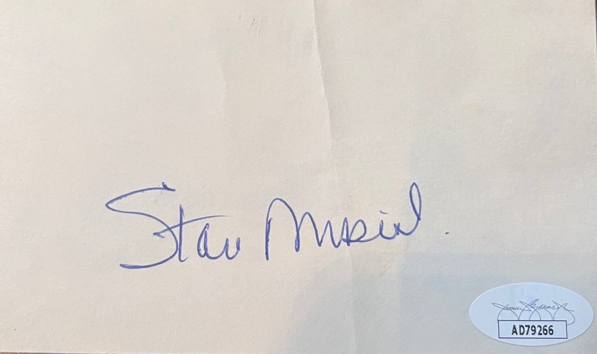 Stan Musial Autographed 3x5 Signed Index Card JSA COA-Powers Sports Memorabilia