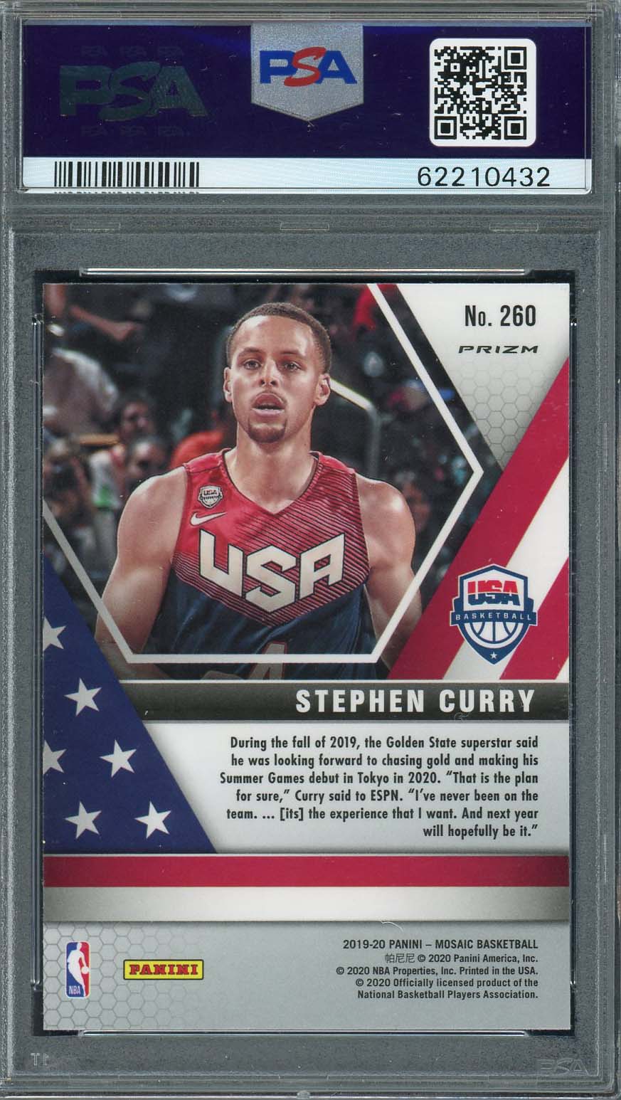 Stephen Curry 2019 Panini Mosaic Red Wave Basketball Card #260 Graded PSA 10-Powers Sports Memorabilia
