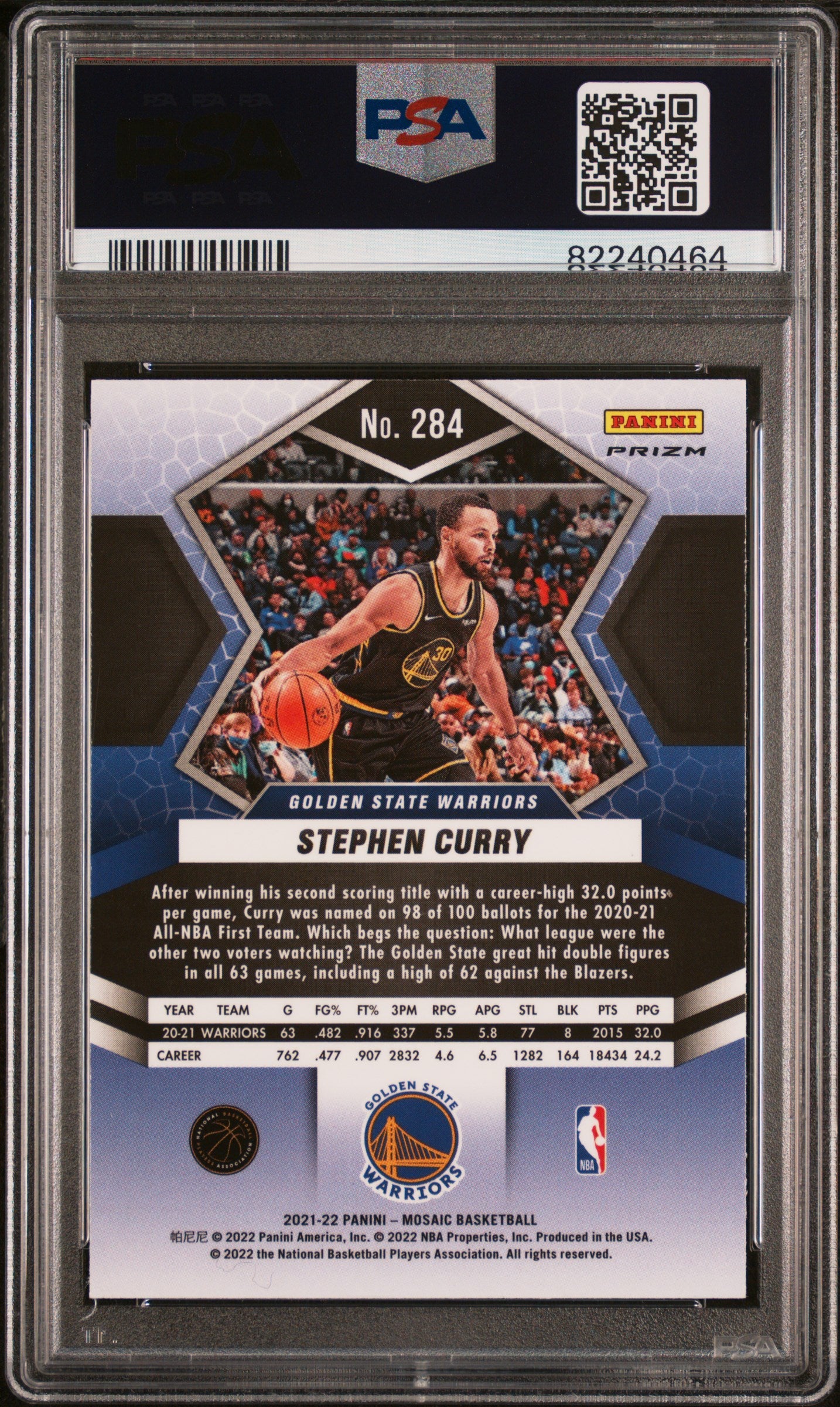 Stephen Curry 2021 Panini Mosaic Green Basketball Card #284 Graded PSA 10-Powers Sports Memorabilia