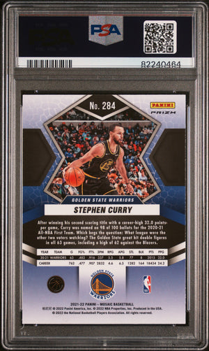 Stephen Curry 2021 Panini Mosaic Green Basketball Card #284 Graded PSA 10-Powers Sports Memorabilia