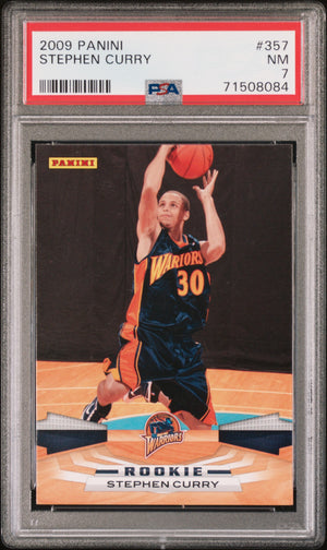Stephen Curry 2009 Panini Basketball Rookie Card RC #357 Graded PSA 7-Powers Sports Memorabilia