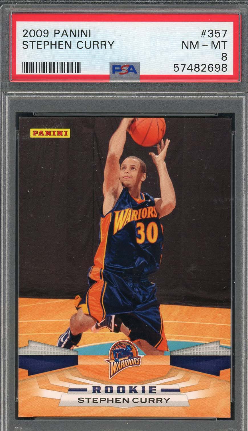 Stephen Curry 2009 Panini Basketball Rookie Card RC #357 Graded PSA 8-Powers Sports Memorabilia
