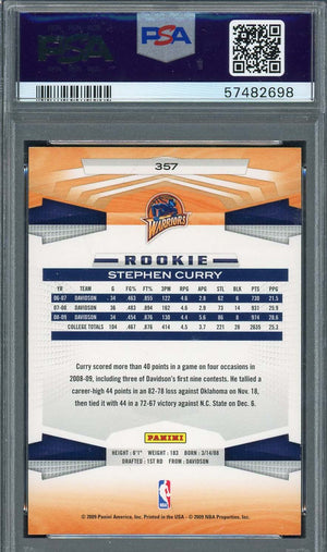 Stephen Curry 2009 Panini Basketball Rookie Card RC #357 Graded PSA 8-Powers Sports Memorabilia