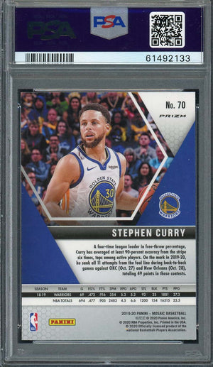 Stephen Curry 2019 Panini Mosaic Silver Prizm Basketball Card #70 Graded PSA 10-Powers Sports Memorabilia