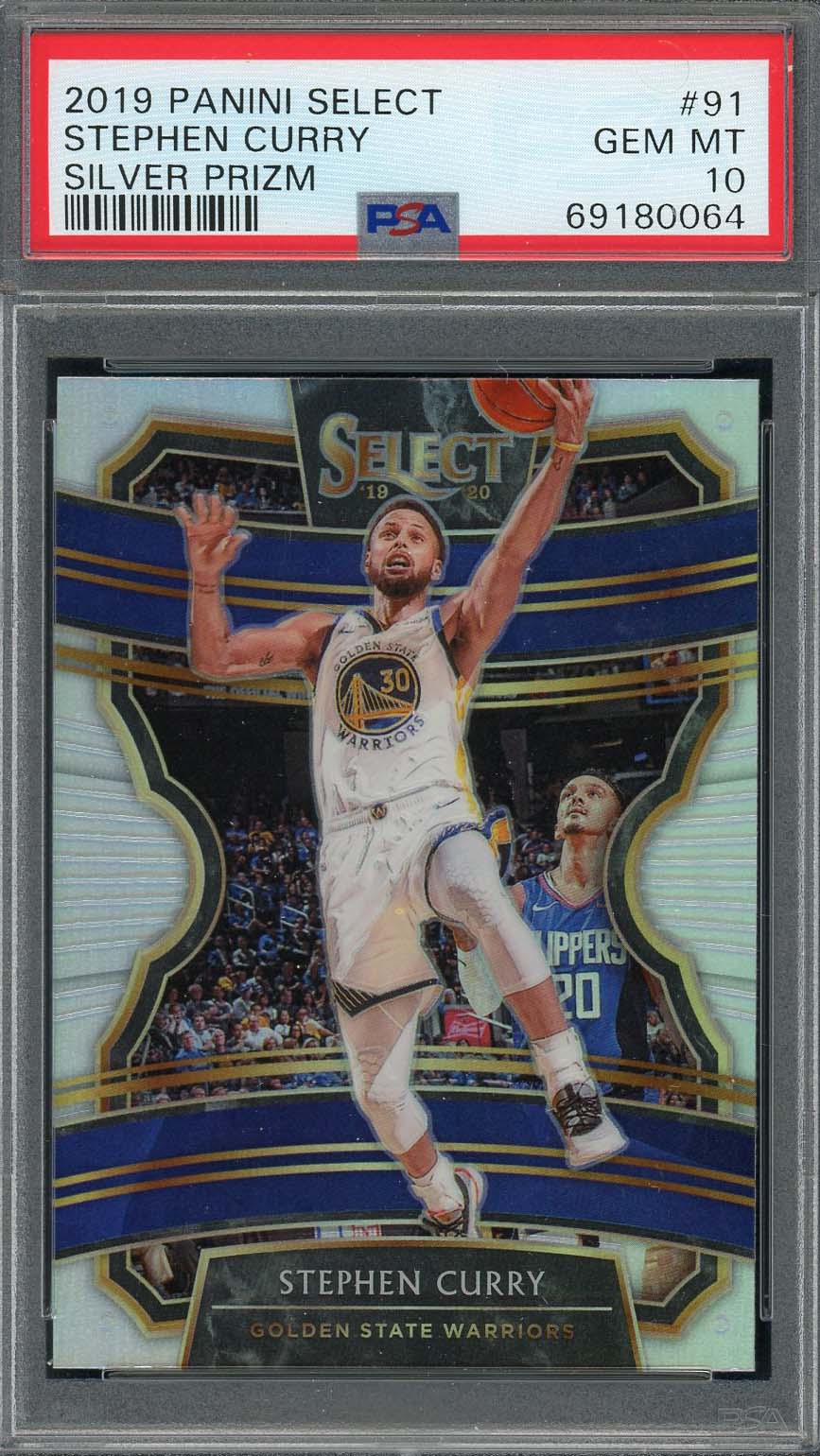 Stephen Curry 2019 Panini Select Silver Prizm Basketball Card #91 Graded PSA 10-Powers Sports Memorabilia