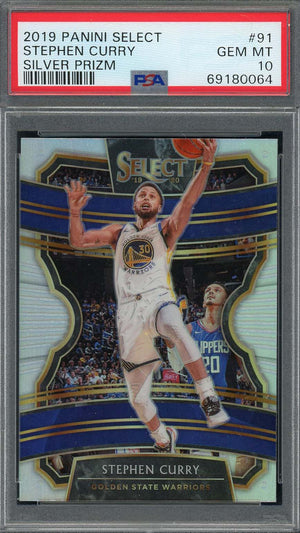 Stephen Curry 2019 Panini Select Silver Prizm Basketball Card #91 Graded PSA 10-Powers Sports Memorabilia