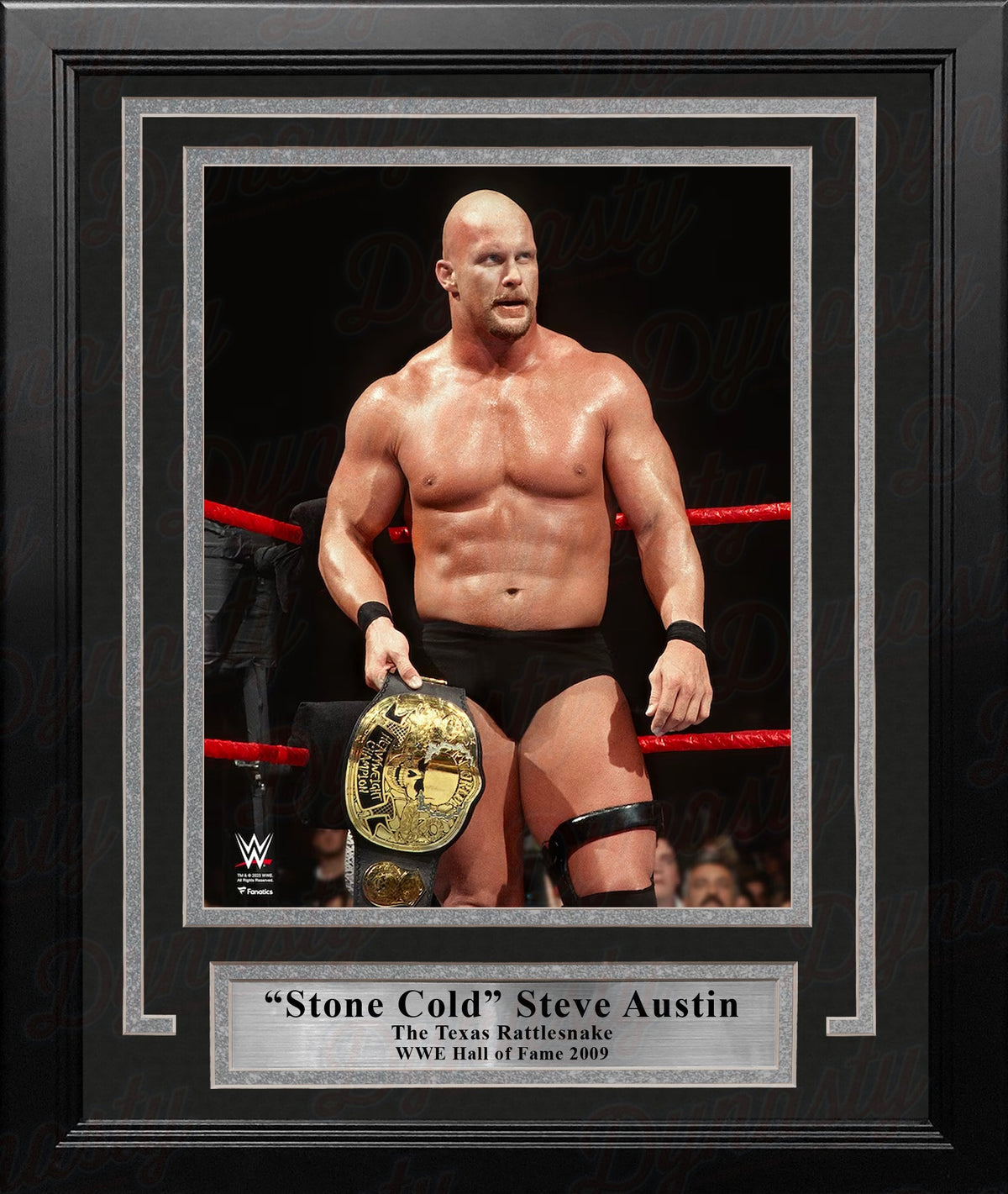 Stone Cold Steve Austin Smoking Skull Championship Belt 8" x 10" Framed WWE Wrestling Photo-Powers Sports Memorabilia