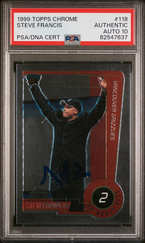 Steve Francis 1999 Topps Chrome Signed Rookie Card #118 Auto PSA 10 82547637-Powers Sports Memorabilia